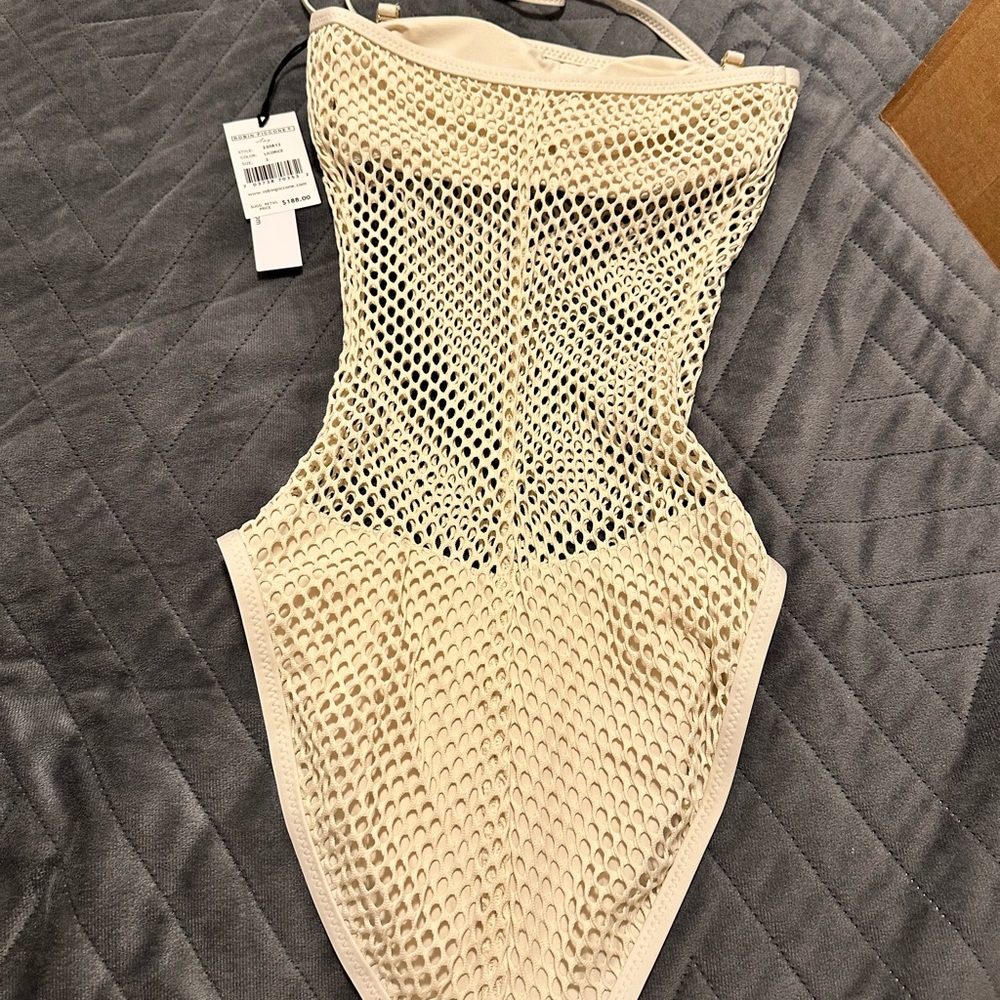 ISABELLA ROSE SIZE 2 Cream Mesh One-Piece Swimsuit